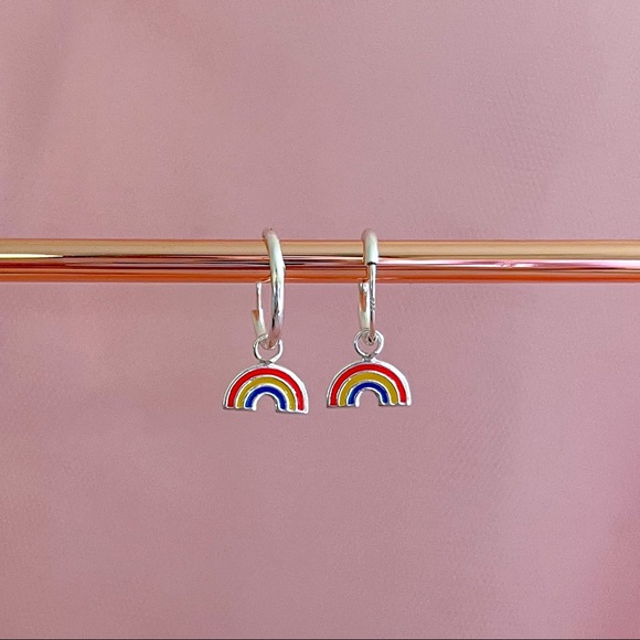 925 Sterling silver rainbow hoop earrings - Picture 3 of 5